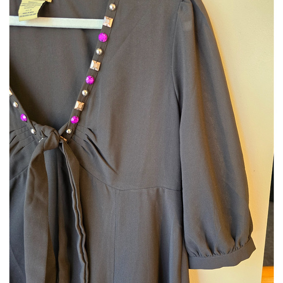 Midnight Velvet Brown Formal Wedding Church Party Beaded Trim Dress Size M - Picture 3 of 9